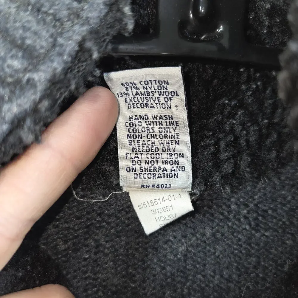 Vtg Gap Sweater Mens Large Gray 100% Lambs Wool Cotton 1/4 Zip Turtle Neck Hike